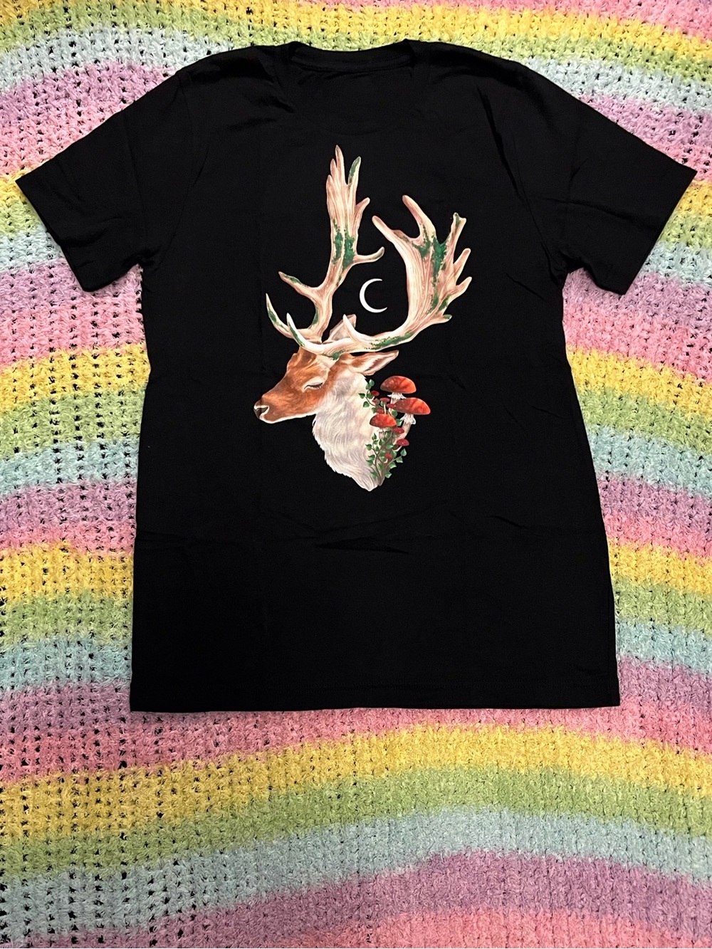 Deer with mushrooms tee